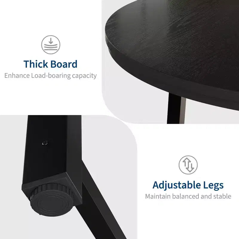 Table à manger ronde industrielle de 47 pouces peu encombrante pour 4 à 6 personnes, table de cuisine rustique en bois et métal, design de ferme pour petites salles à manger