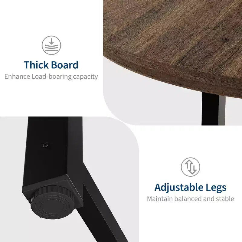 Table à manger ronde industrielle de 47 pouces peu encombrante pour 4 à 6 personnes, table de cuisine rustique en bois et métal, design de ferme pour petites salles à manger