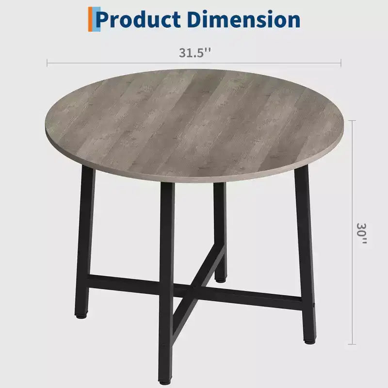 Table à manger ronde industrielle de 47 pouces peu encombrante pour 4 à 6 personnes, table de cuisine rustique en bois et métal, design de ferme pour petites salles à manger