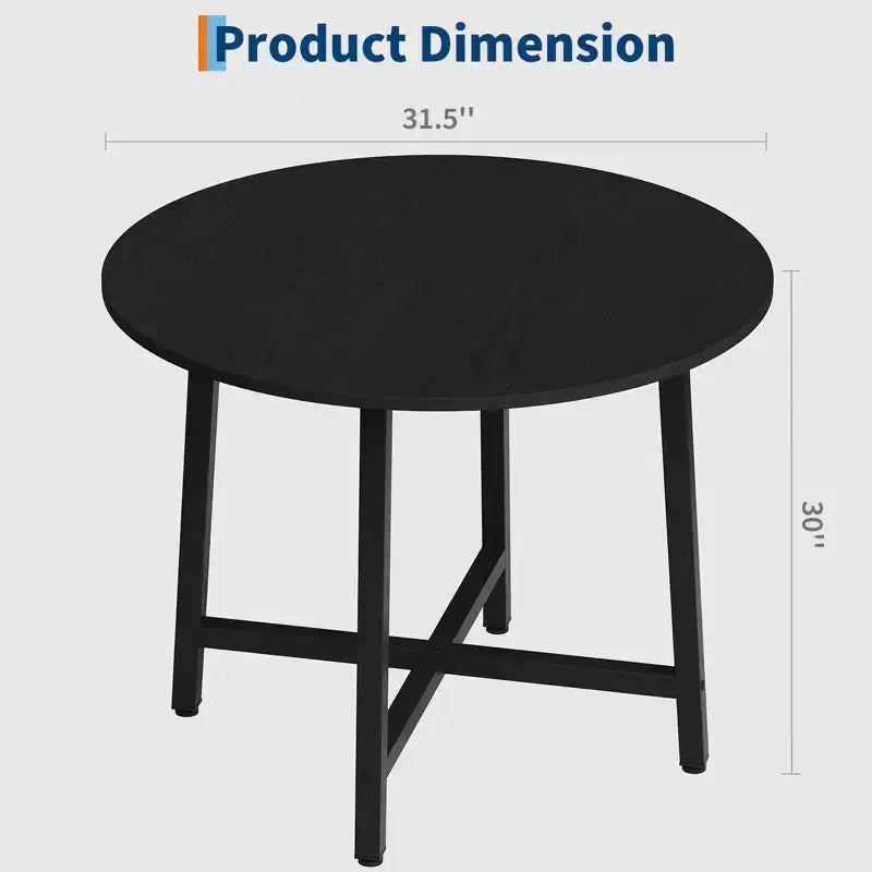 Table à manger ronde industrielle de 47 pouces peu encombrante pour 4 à 6 personnes, table de cuisine rustique en bois et métal, design de ferme pour petites salles à manger