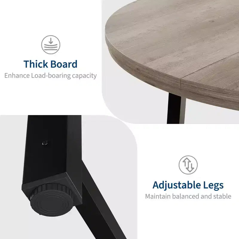 Table à manger ronde industrielle de 47 pouces peu encombrante pour 4 à 6 personnes, table de cuisine rustique en bois et métal, design de ferme pour petites salles à manger