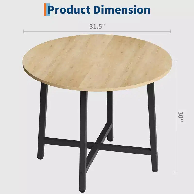 Table à manger ronde industrielle de 47 pouces peu encombrante pour 4 à 6 personnes, table de cuisine rustique en bois et métal, design de ferme pour petites salles à manger