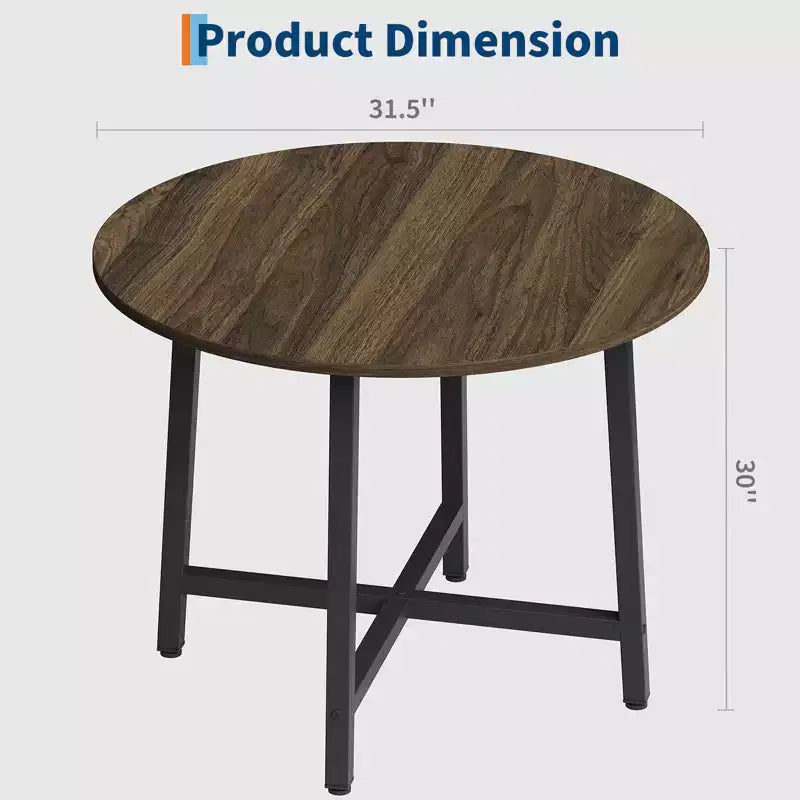Table à manger ronde industrielle de 47 pouces peu encombrante pour 4 à 6 personnes, table de cuisine rustique en bois et métal, design de ferme pour petites salles à manger