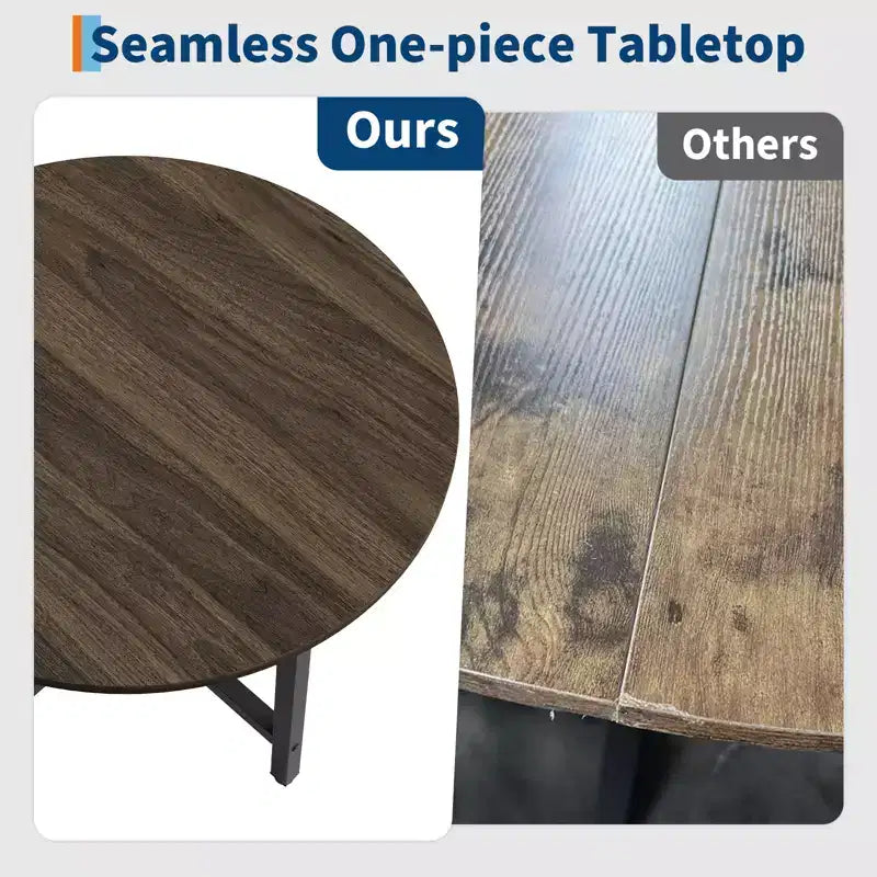 Table à manger ronde industrielle de 47 pouces peu encombrante pour 4 à 6 personnes, table de cuisine rustique en bois et métal, design de ferme pour petites salles à manger