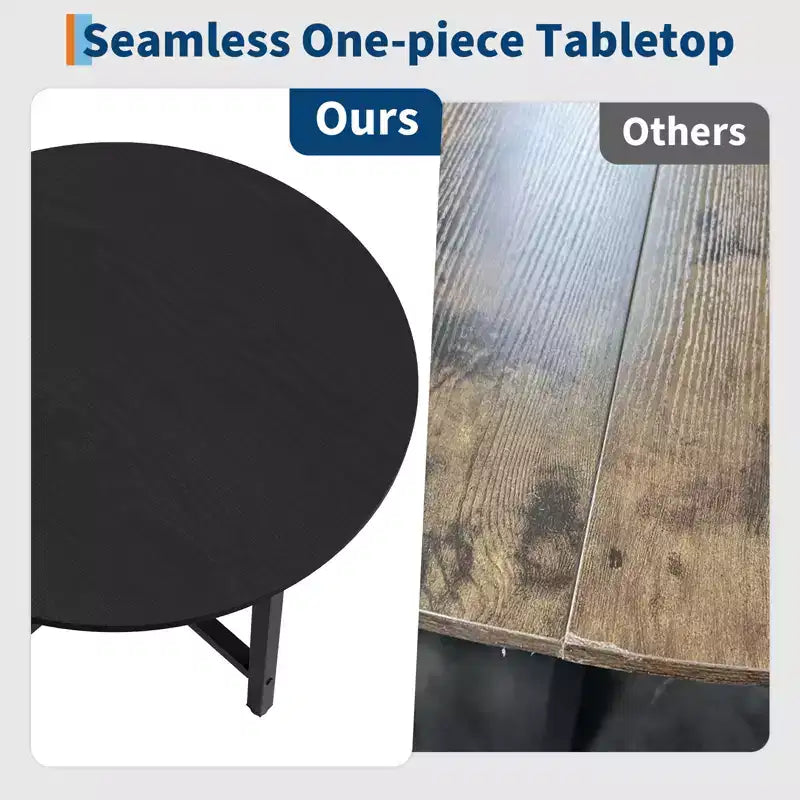 Table à manger ronde industrielle de 47 pouces peu encombrante pour 4 à 6 personnes, table de cuisine rustique en bois et métal, design de ferme pour petites salles à manger