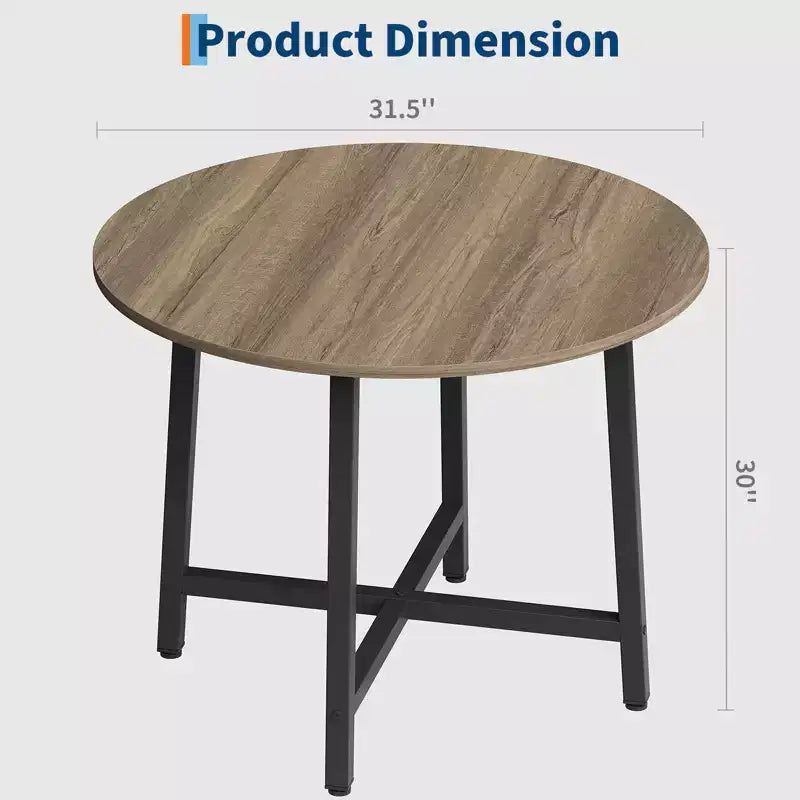 Table à manger ronde industrielle de 47 pouces peu encombrante pour 4 à 6 personnes, table de cuisine rustique en bois et métal, design de ferme pour petites salles à manger