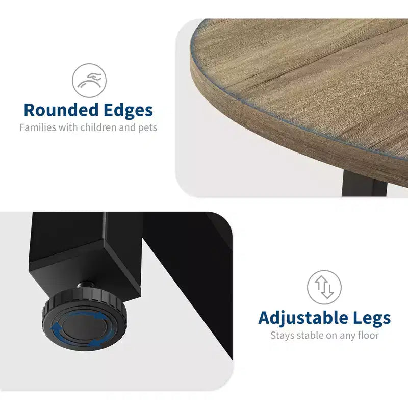 Table à manger ronde industrielle de 47 pouces peu encombrante pour 4 à 6 personnes, table de cuisine rustique en bois et métal, design de ferme pour petites salles à manger