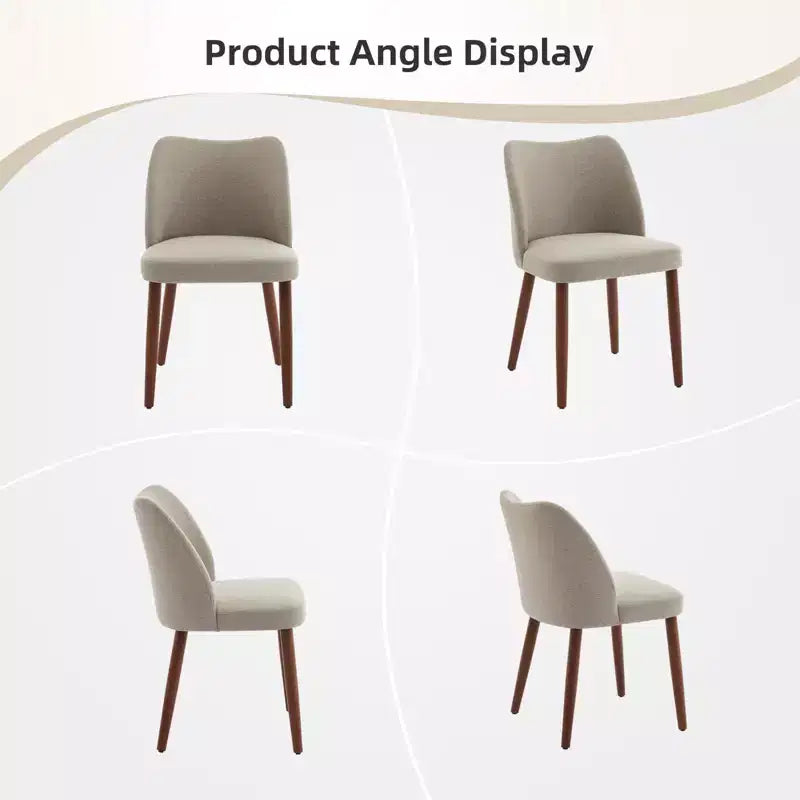 Lot de 2 chaises de salle à manger modernes à dossier haut, chaises de cuisine rembourrées en lin avec coussins épais, dossier haut ergonomique et pieds en bois d'hévéa