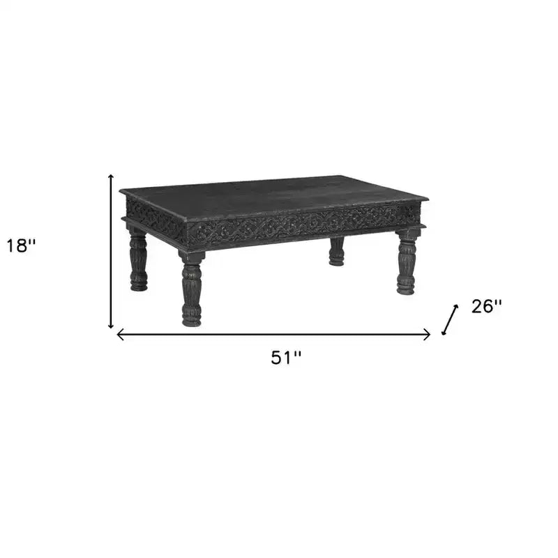 Table basse en bois massif noir vieilli 51
