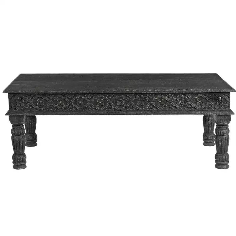 Table basse en bois massif noir vieilli 51