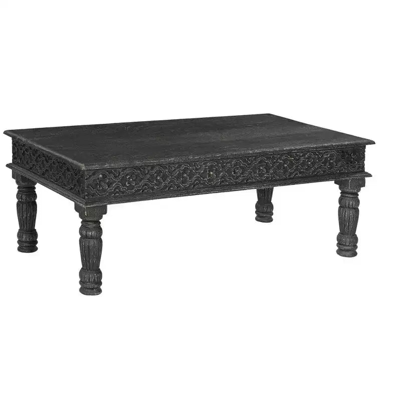 Table basse en bois massif noir vieilli 51