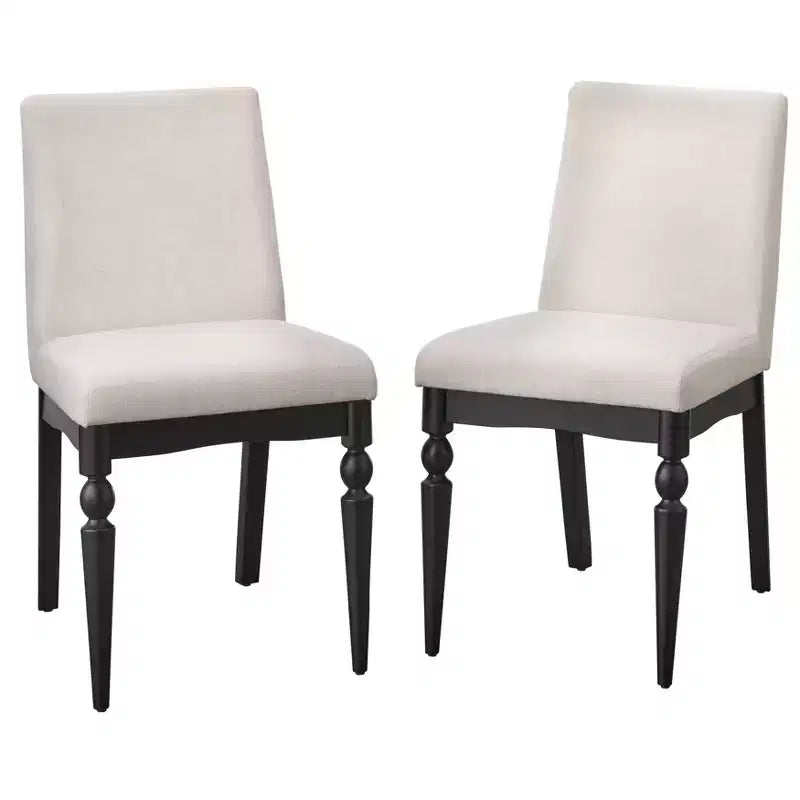 Lifestorey Set of 2 Bertona Upholstered Dining Chair with Spindle Legs Beige/Black