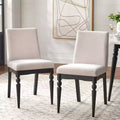 Lot de 2 chaises de salle à manger tapissées avec pieds tournés Beige/Noir