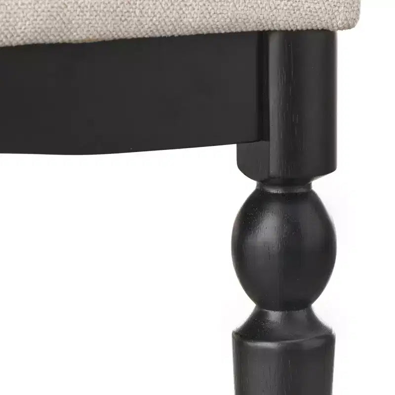 Lot de 2 chaises de salle à manger tapissées avec pieds tournés Beige/Noir