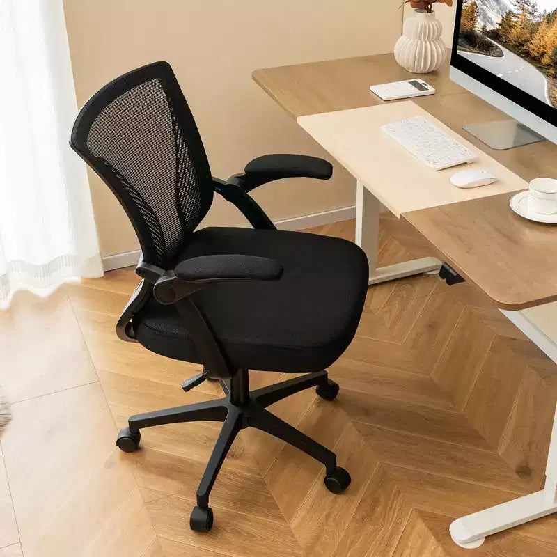 Chaise de bureau ergonomique réglable avec accoudoirs relevables, dossier inclinable à 30°, noir